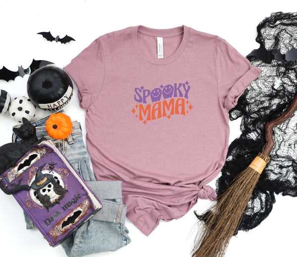 Spooky mama peach t-shirt