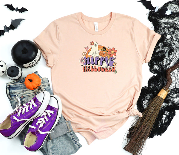 Hippy halloween pumpkin lite pink t-shirt