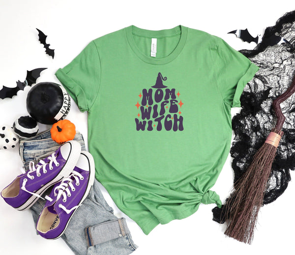 Mom wife witch green t-shirt