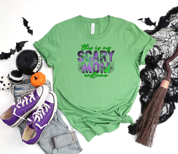 Scary mom costume green t-shirt
