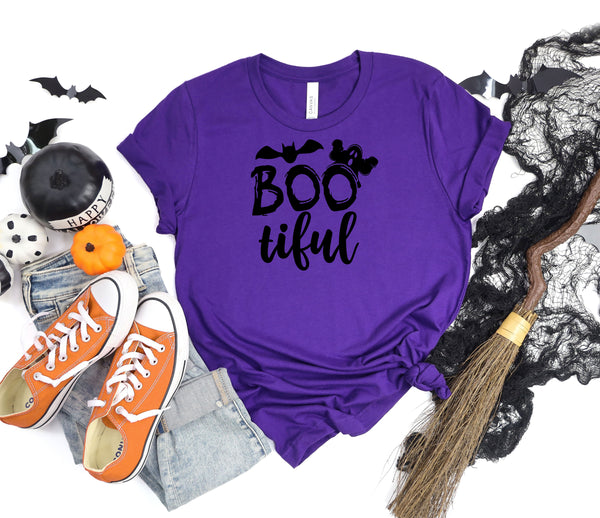 Boo tiful bat ghost purple t-shirt