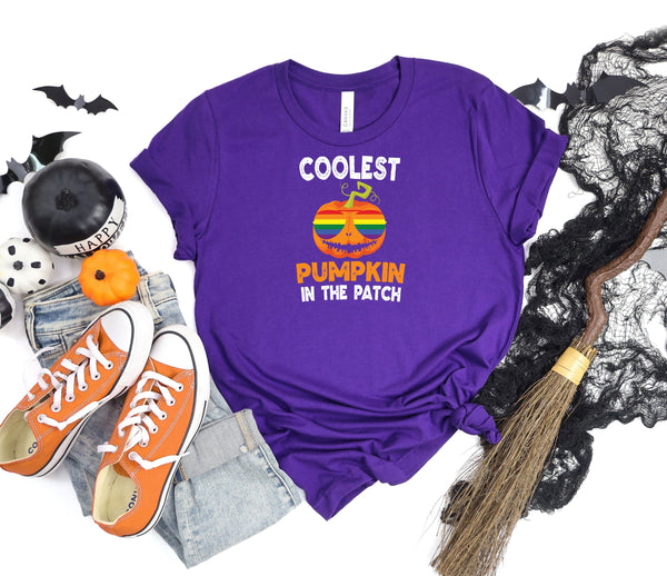 Coolest Pumpkin In Patch Halloween LGBT Purple T-Shirt