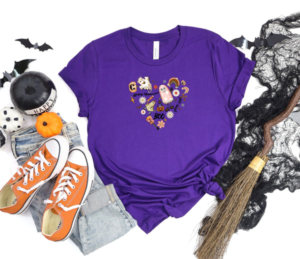 Halloween Boo Spooky heart scary purple t-shirt