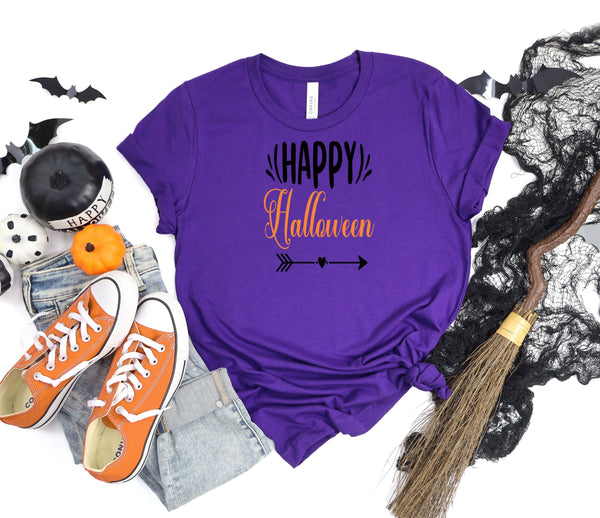 Happy Halloween With Arrow Purple T-shirt