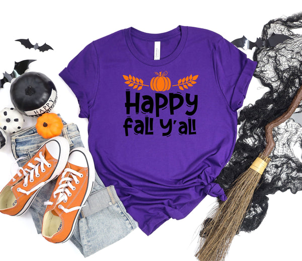 Happy fall y'all purple t-shirt