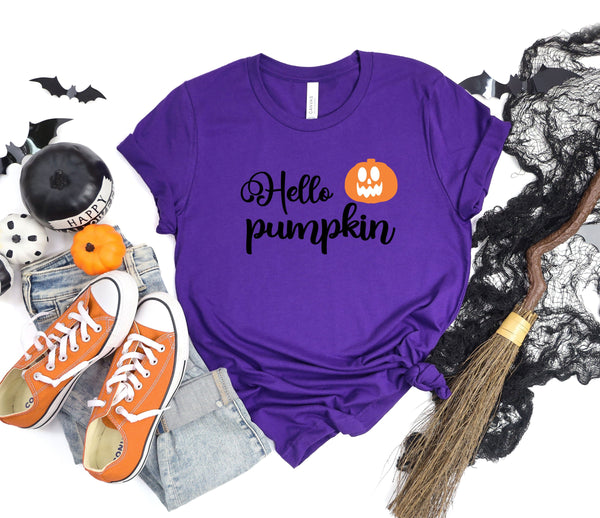 Hello pumpkin purple t-shirt