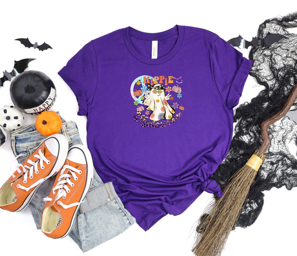 Hippie Halloween man peace love purple t-shirt