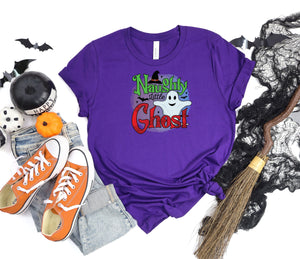 Naughty little Ghost boo hat purple t-shirt