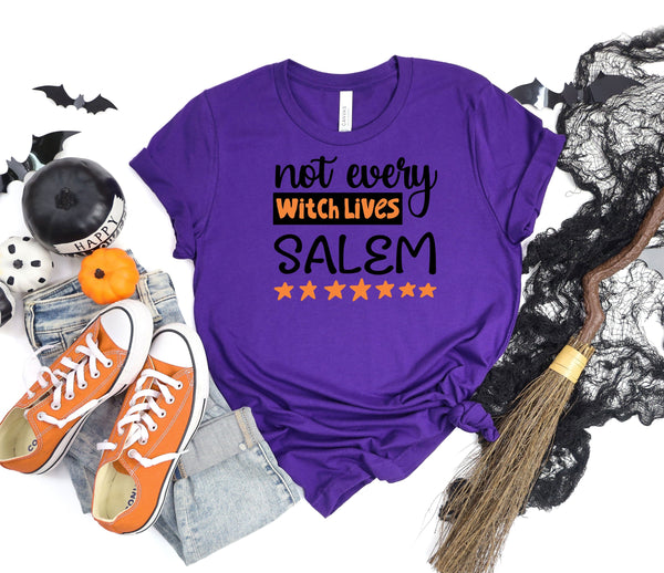 Not every witch lives in salem purple t-shirt