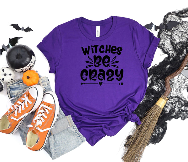 Witches be crazy spider webs purple t-shirts