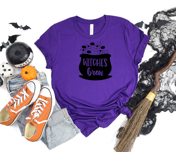 Witches brew pot smoke purple t-shirt