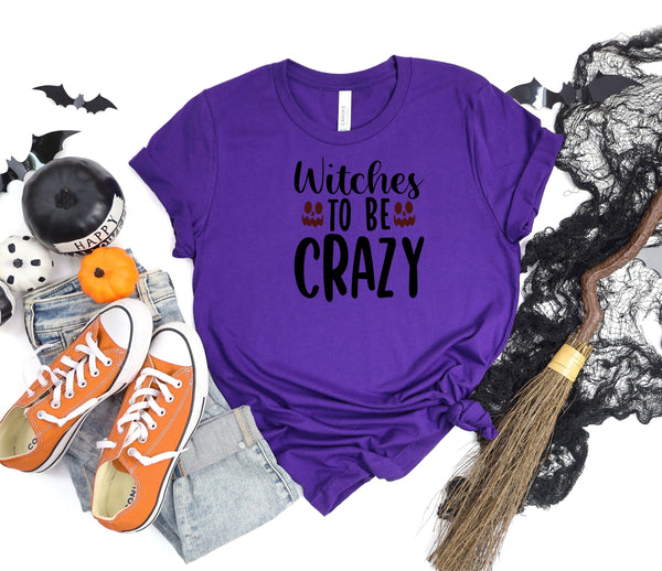Witches to be crazy faces purple t-shirts
