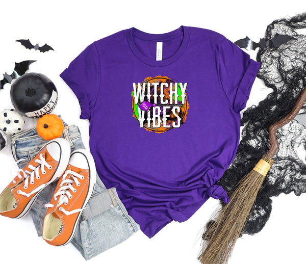 Witchy vibes grunge circle purple t-shirt