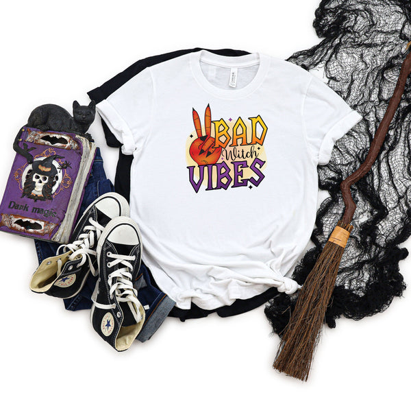 Bad Witch Vibes Peace White T-Shirt
