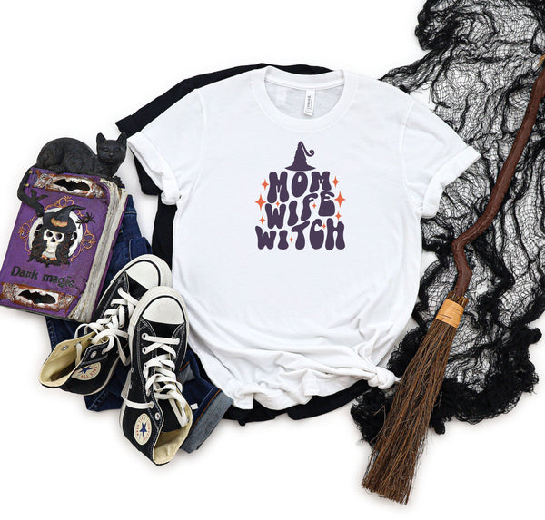 Mom wife witch white t-shirt