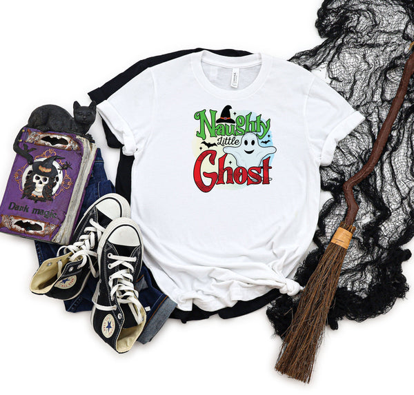 Naughty little Ghost boo hat white t-shirt