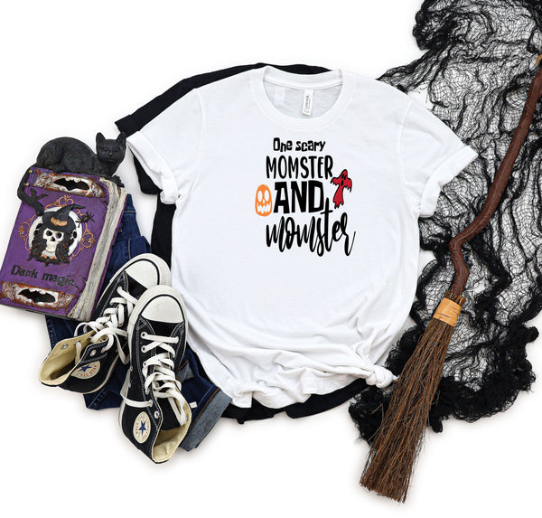 One scary momster and momster white t-shirt