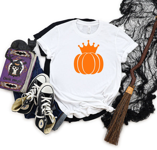 Pumpkin with crown white t-shirt