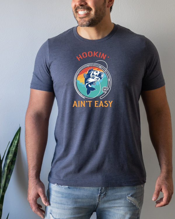 Hookin ain't easy navy t-shirt