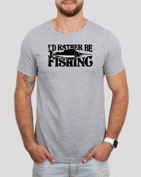 I'd rather be fishing med gray t-shirt