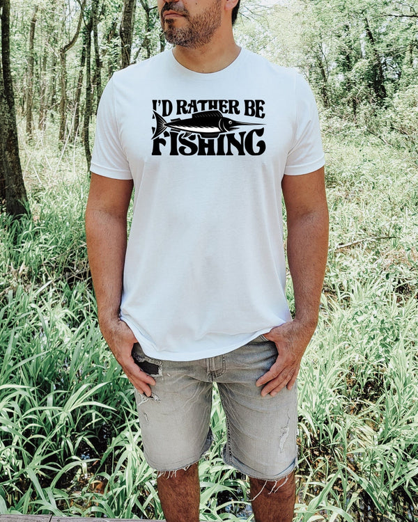 I'd rather be fishing white t-shirt