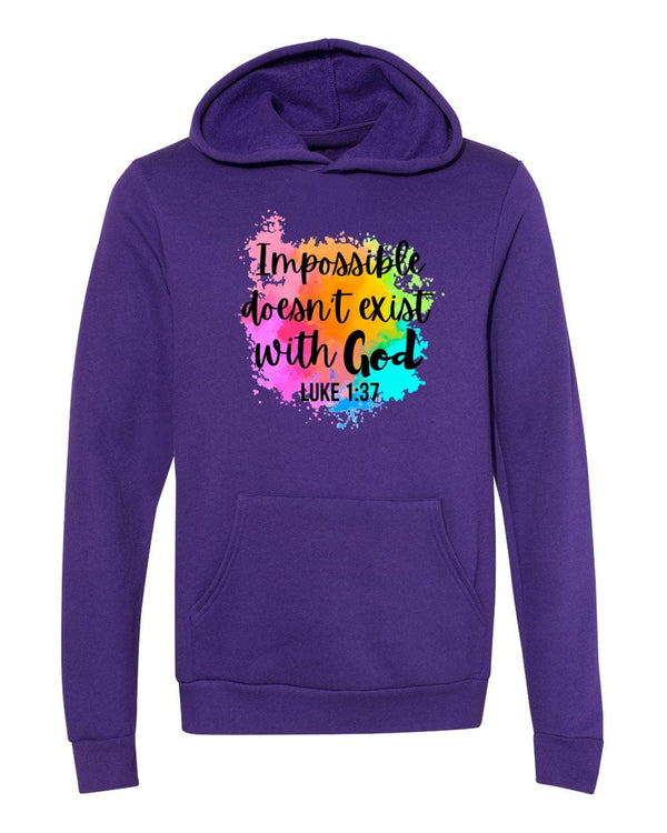 Impossible doesn't exist with God purple Hoodies