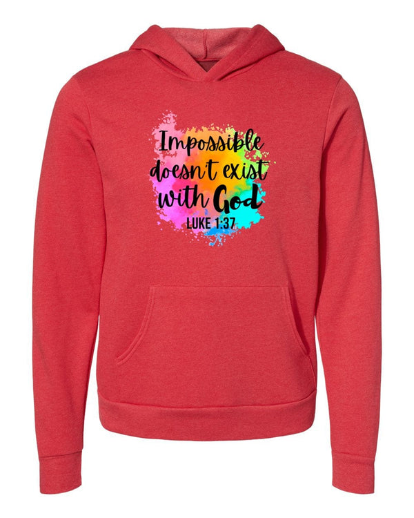 Impossible doesn't exist with God red Hoodies