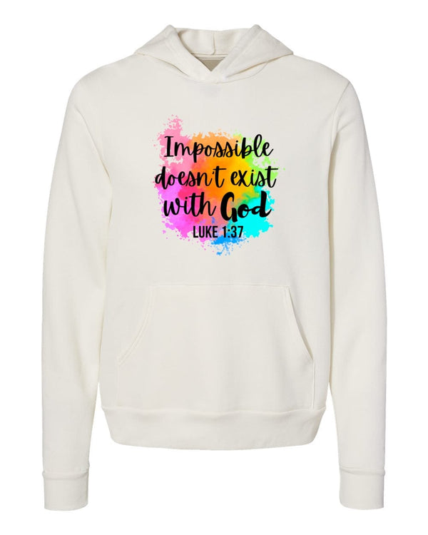 Impossible doesn't exist with God  white Hoodies