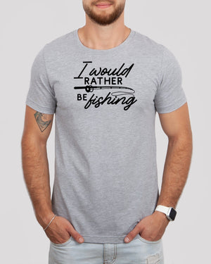 I would rather be fishing hook med gray t-shirt