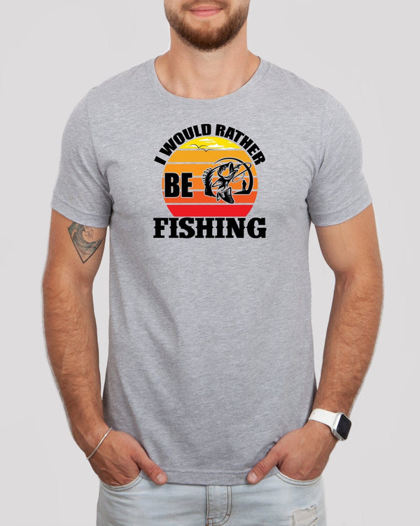 I would rather be fishing med gray t-shirt
