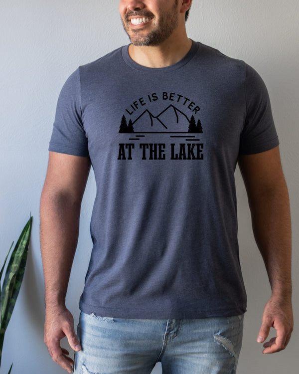 Life is better at the lake with nature navy t-shirt
