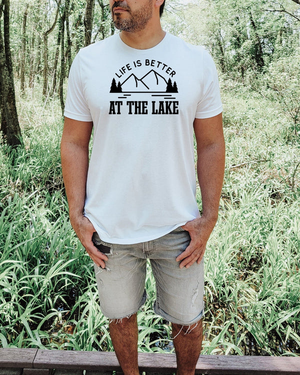 Life is better at the lake with nature white t-shirt