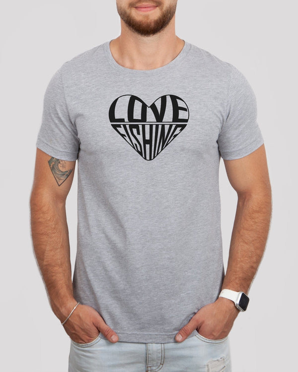 Love fishing med gray t-shirt