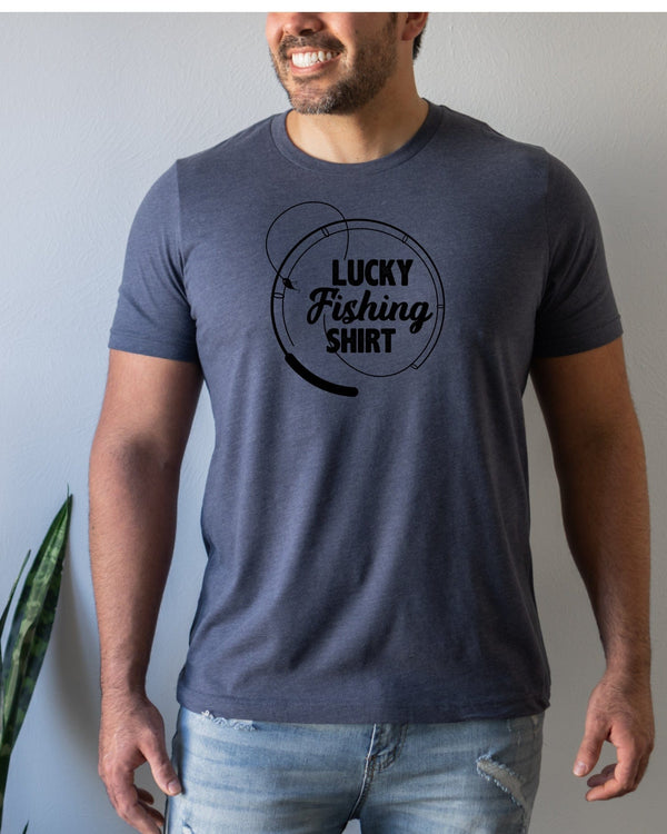 Lucky fishing shirt navy t-shirt