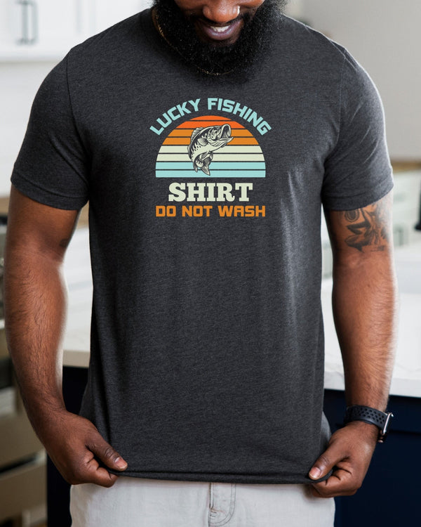 Lucky fishing shirt do not wash fish gray t-shirt