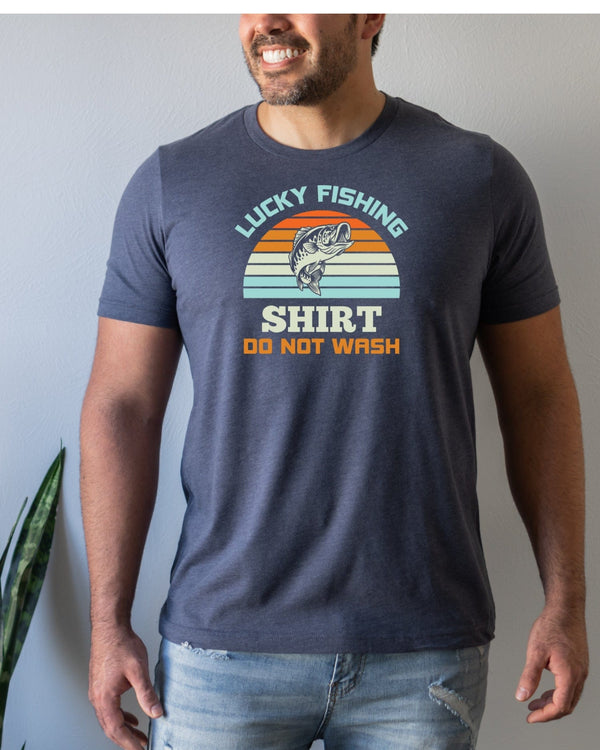 Lucky fishing shirt do not wash fish navy t-shirt