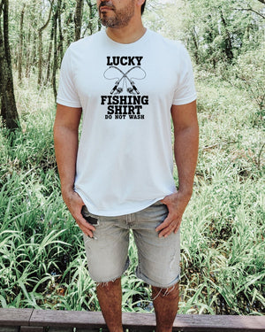 Lucky fishing shirt do not wash black white t-shirt