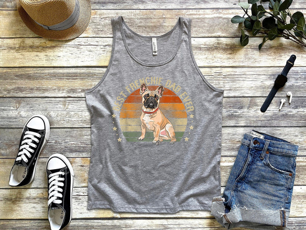 Men's Best Frenchie Dad Ever Retro Dog Lover Tank Tops