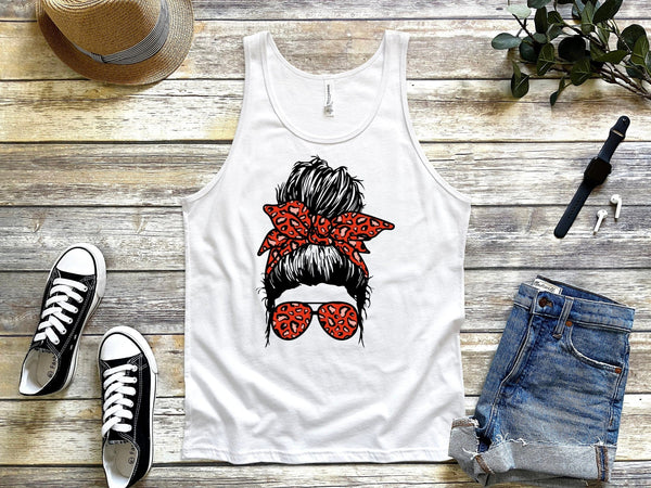Mom life leopard red design tank top 