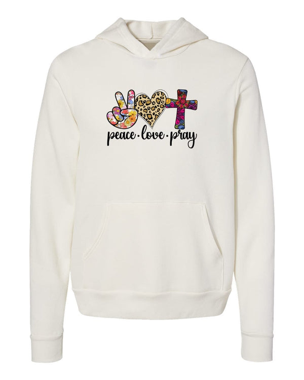 Peace Love Pray White Hoodies