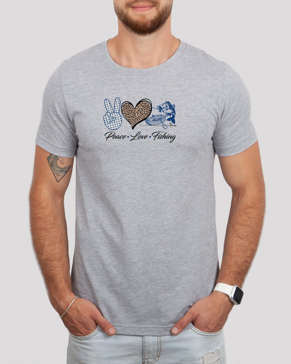 Peace love fishing med gray t-shirt