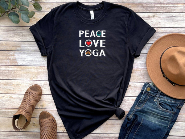 Peace love yoga Black T-Shirt