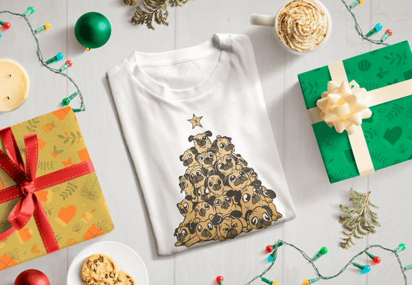Pug Christmas Tree White T-shirt