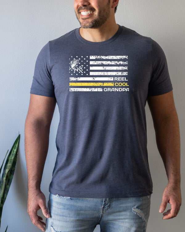 Reel cool grandpa flag navy t-shirt