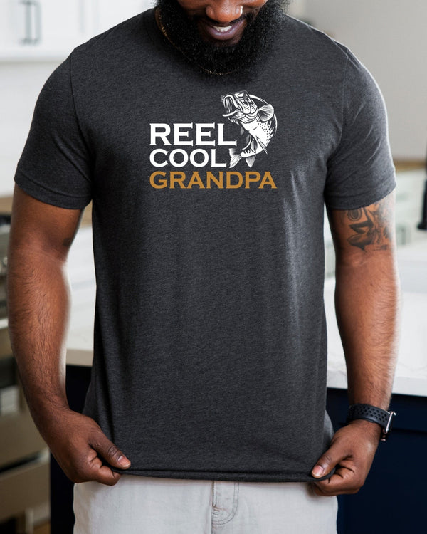 Reel cool grandpa fish gray t-shirt