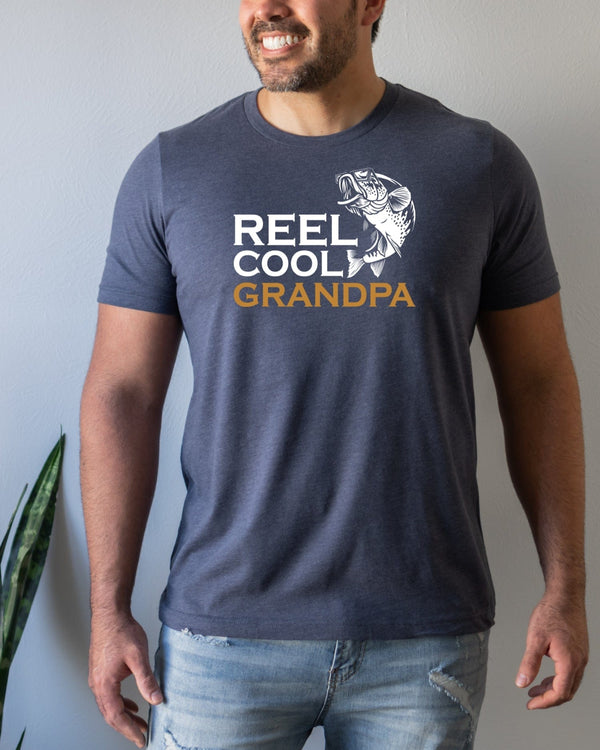 Reel cool grandpa fish navy t-shirt
