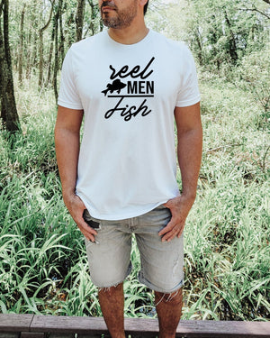 Reel men fish white t-shirt