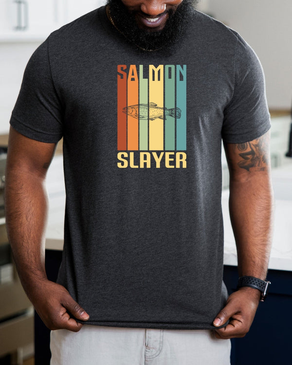 Salmon slayer gray t-shirt
