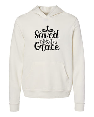 Saved by Grace Jesus White Hoodies