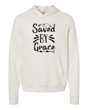 Saved by Grace with arrow white Hoodies